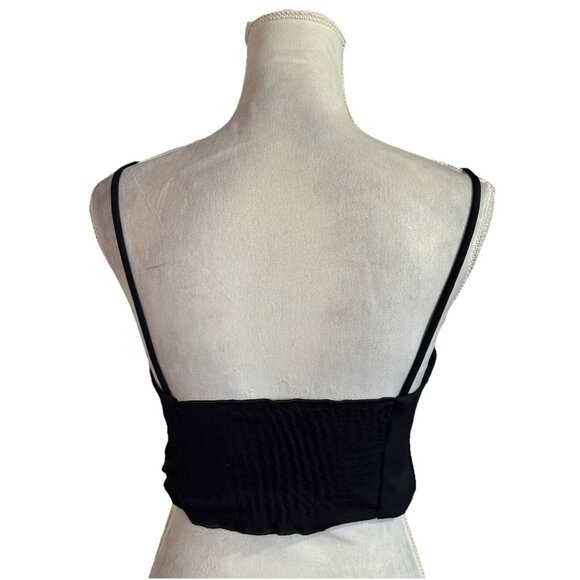 Zara Y2K Corset Bra Crop Black Top Size M Spaghetti Strap Ruched Back Gothic - Picture 9 of 9